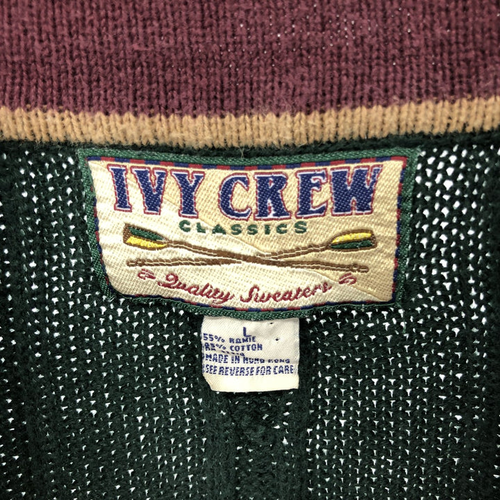 IVY CREW Cable Knit V-Neck Tilden Cotton Knit Vest Men's Size L /eaa478654