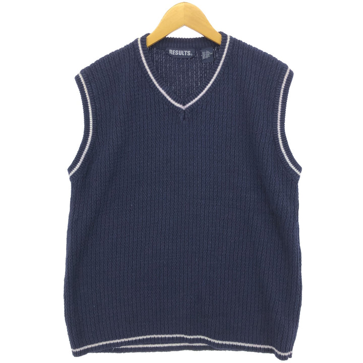 RESULTS V-neck cotton knit vest, men's size L /eaa478657