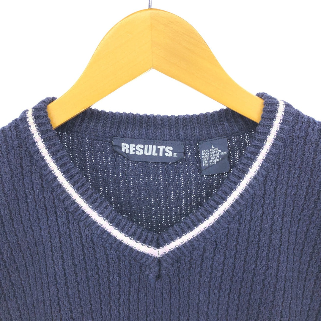 RESULTS V-neck cotton knit vest, men's size L /eaa478657