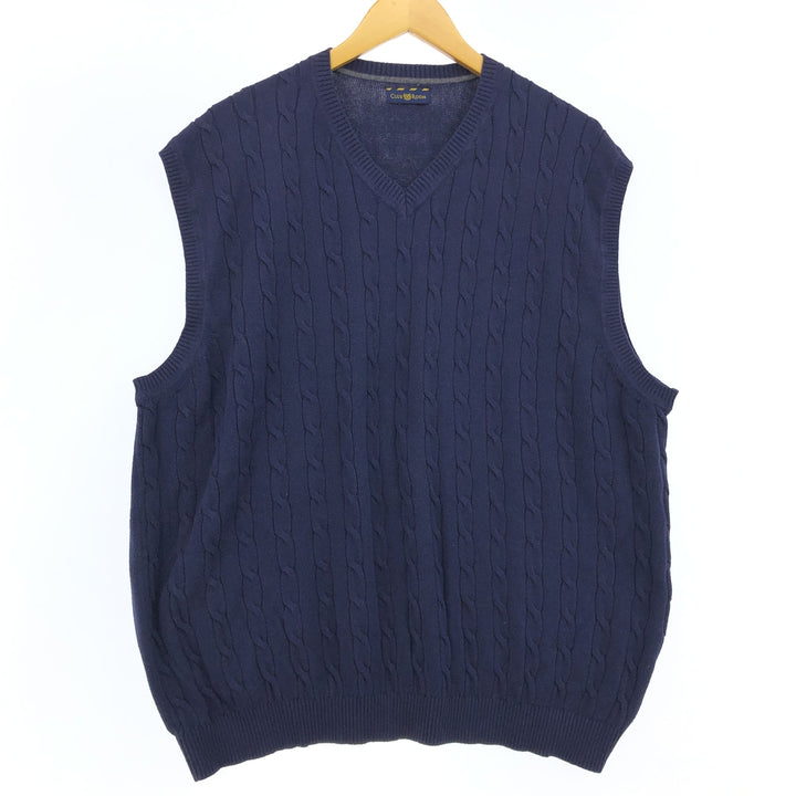 CLUB ROOM Cable Knit V-Neck Cotton Knit Vest Men's XL Size /eaa478680