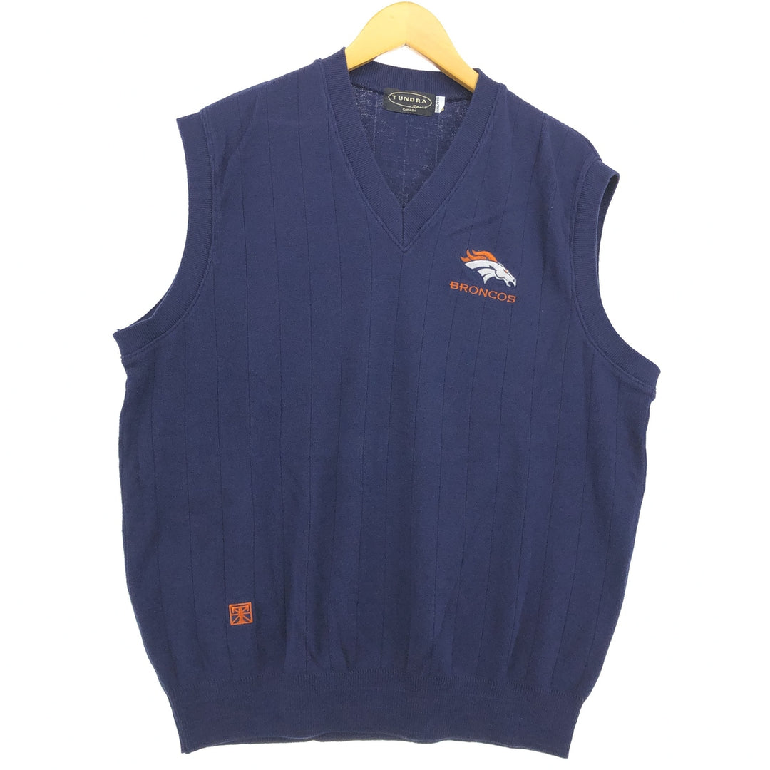 TUNDRA NFL DENVER BRONCOS Denver Broncos Ribbed V-neck Cotton Knit Vest Made in Canada Men's XXL /eaa478683