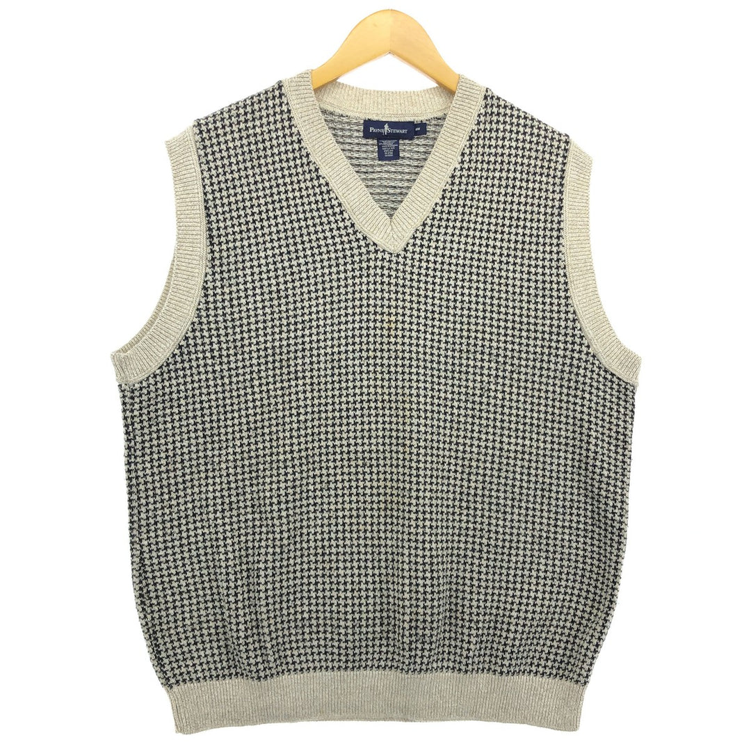 PAYNE STEWART Gun Club Check V-neck Cotton x Acrylic Knit Vest Made in USA Men's M Size /eaa478684