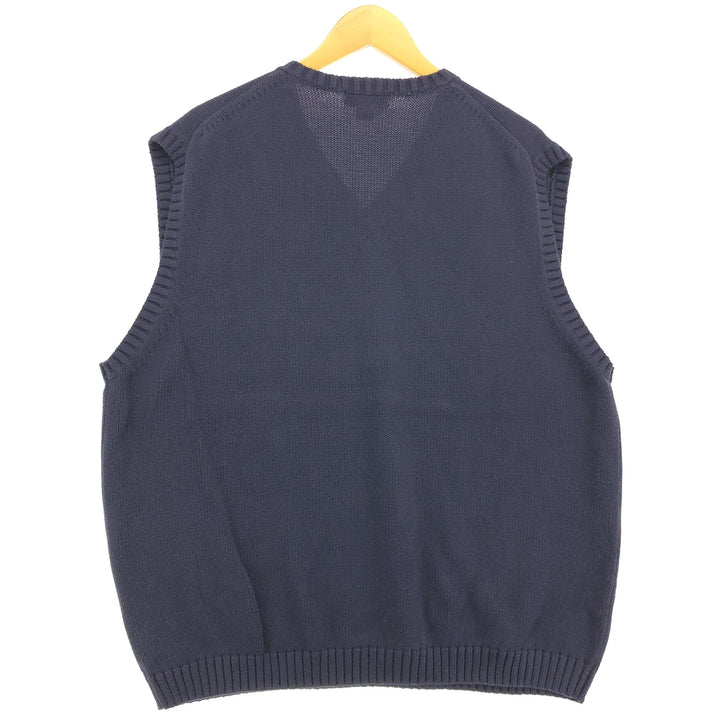 LANDS' END V-neck cotton knit vest, men's equivalent to XL /eaa478685