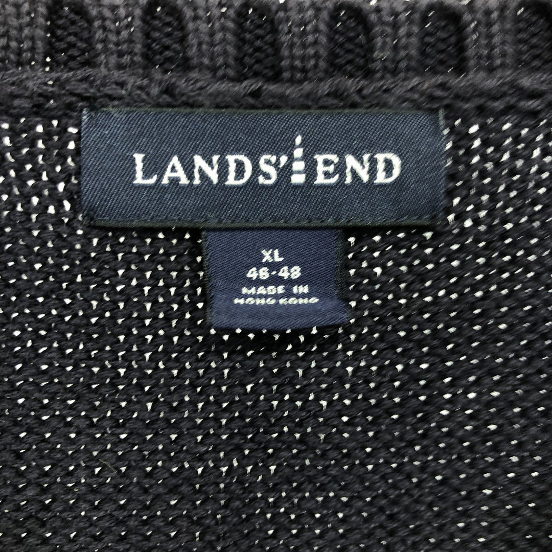 LANDS' END V-neck cotton knit vest, men's equivalent to XL /eaa478685