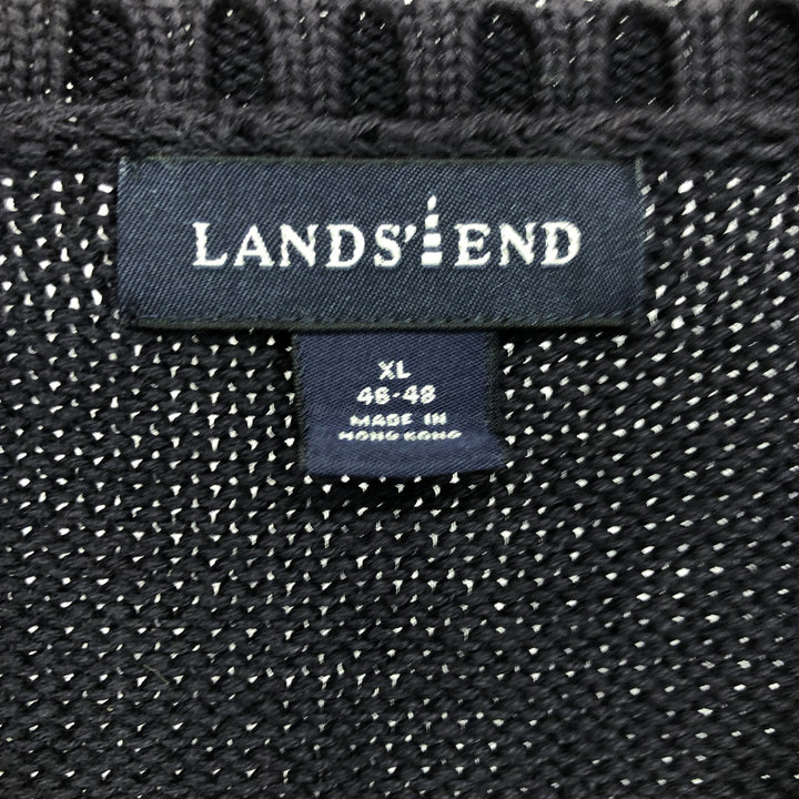 LANDS' END V-neck cotton knit vest, men's equivalent to XL /eaa478685