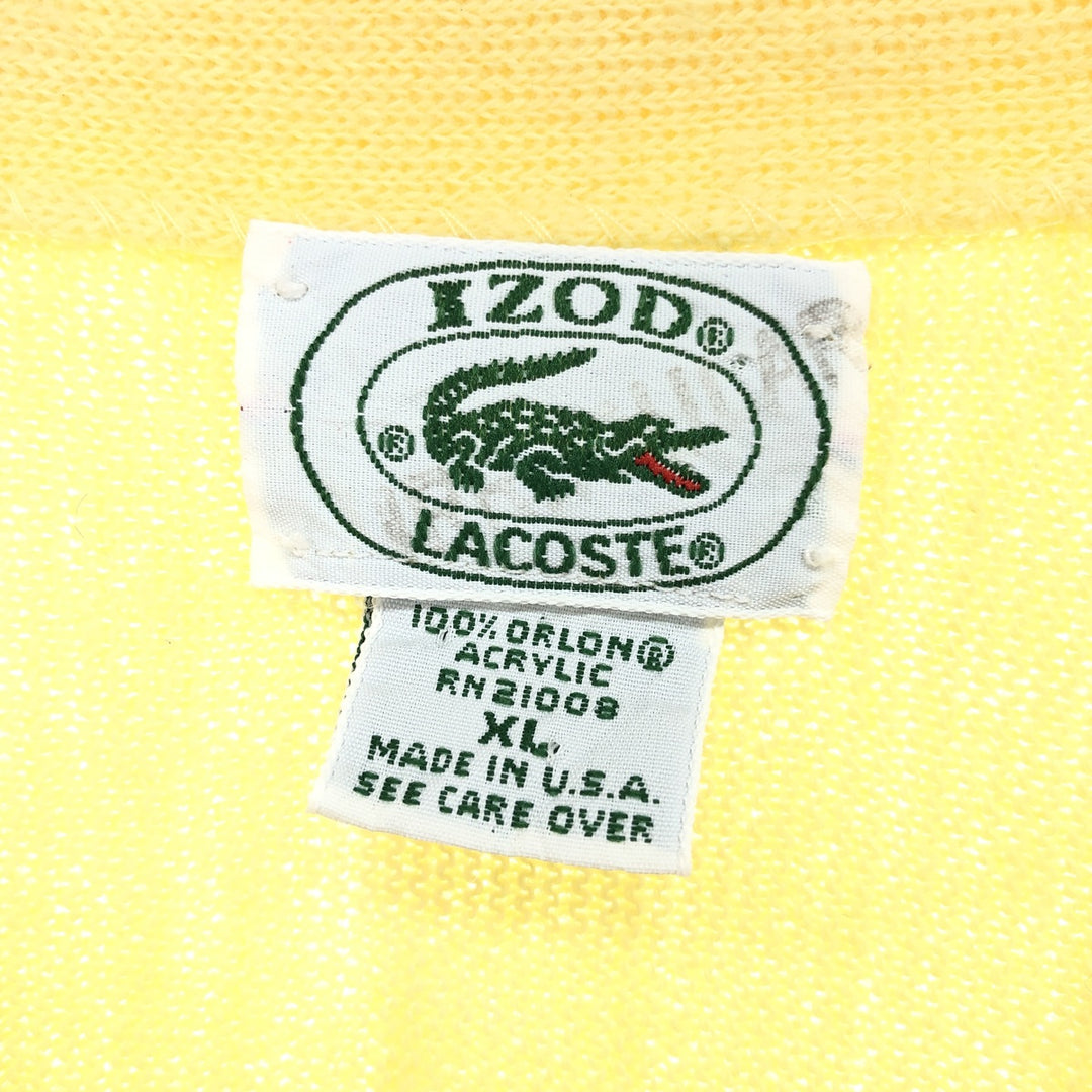 80s-90'S Lacoste IZOD Acrylic Knit Cardigan Made in USA Men's XL Vintage /eaa478694