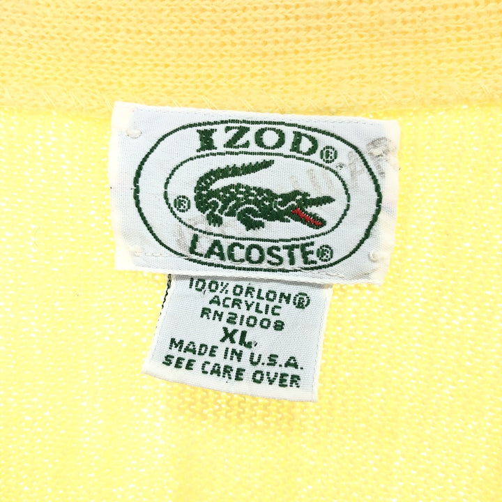 80s-90'S Lacoste IZOD Acrylic Knit Cardigan Made in USA Men's XL Vintage /eaa478694