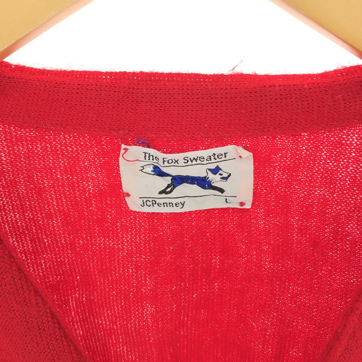 80'S JCPenney THE FOX Sweater Acrylic Knit Cardigan Men's L Size Vintage /eaa478716