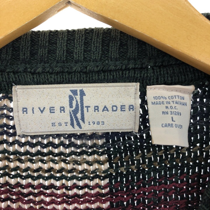 RIVER TRADER all-over print cotton knit sweater made in Taiwan L Men's L equivalent Long sleeves Crew neck (crew neck) /eaa479033