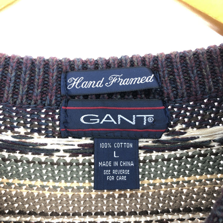 GANT all-over print cotton knit sweater, men's size L / eaa479068