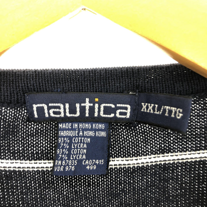 90'S NAUTICA Check Pattern Cotton Knit Sweater Men's XXL Vintage /eaa479076