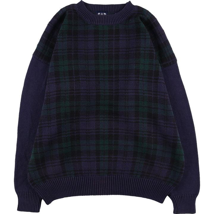 90'S GAP Old Gap Check Pattern Cotton Knit Sweater Men's L Size Vintage /eaa479081