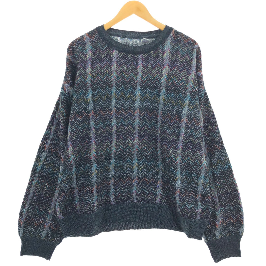 Stripe Pattern Herringbone Acrylic Knit Sweater Men's Size L /eaa479127