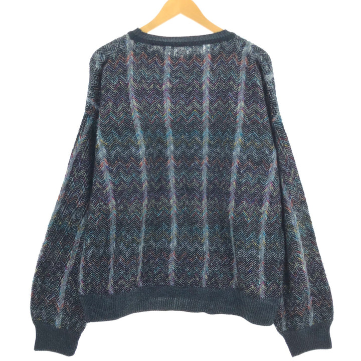 Stripe Pattern Herringbone Acrylic Knit Sweater Men's Size L /eaa479127