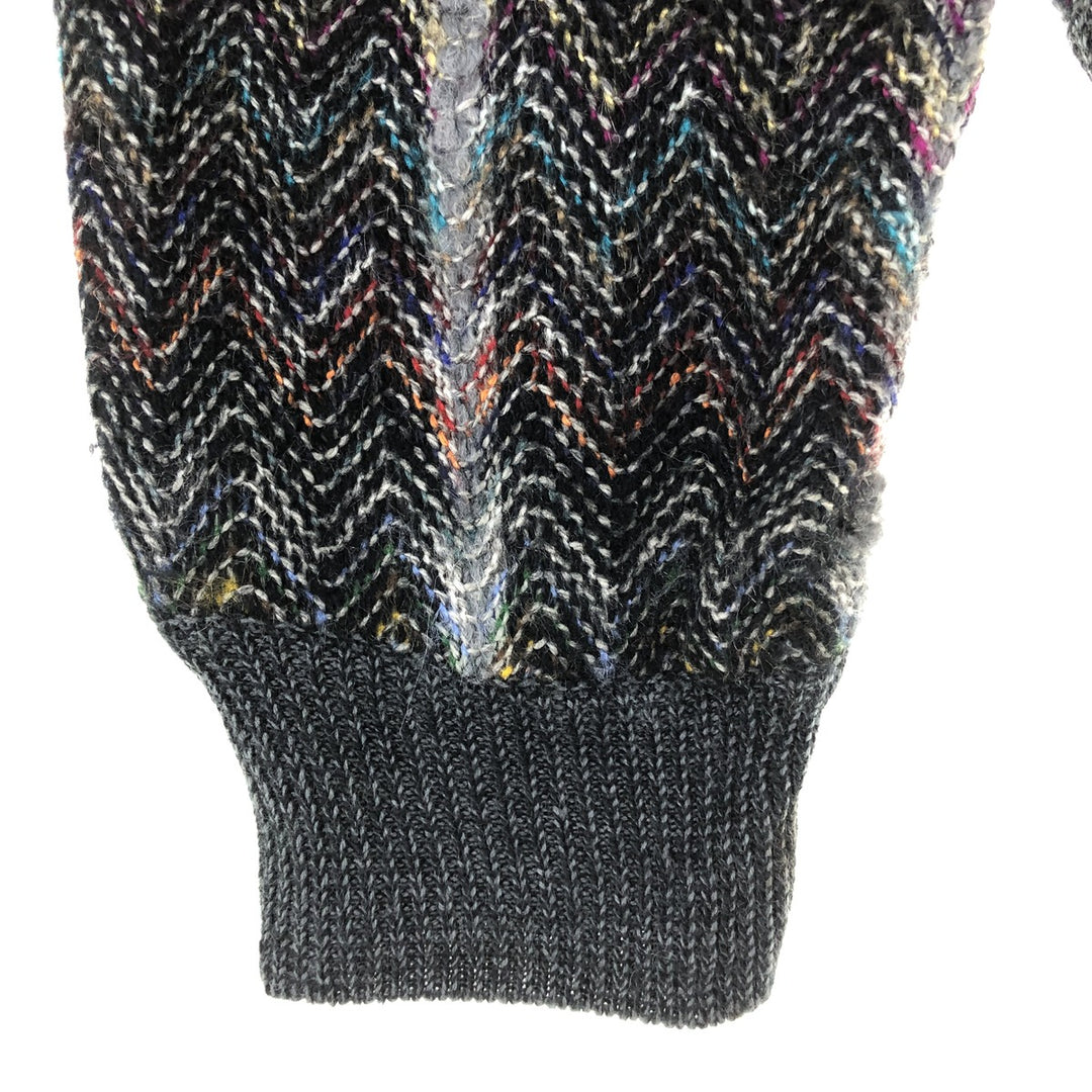 Stripe Pattern Herringbone Acrylic Knit Sweater Men's Size L /eaa479127