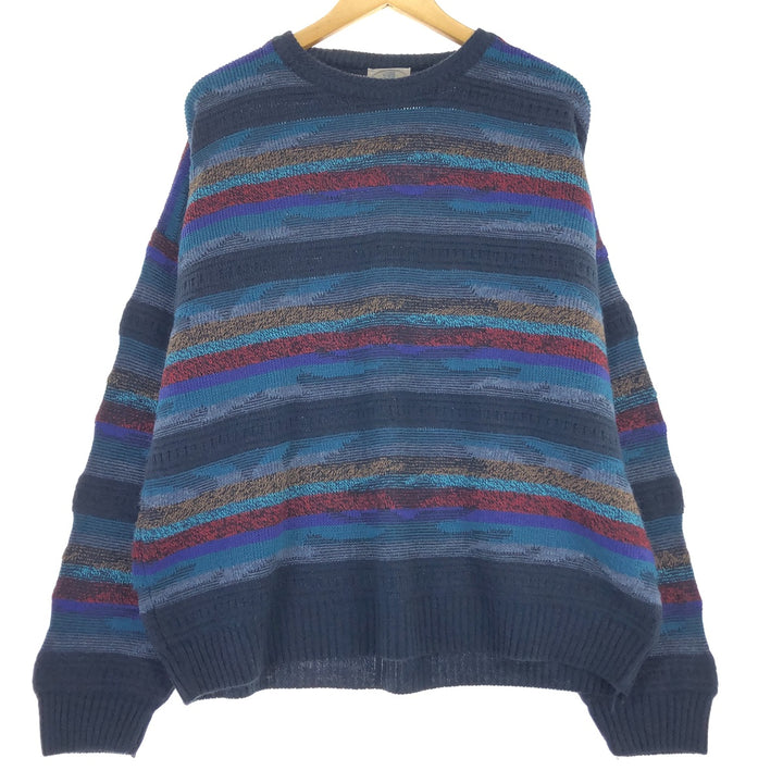 PRONTO UOMO all-over print cotton knit sweater made in Italy, men's size L, crew neck (round neck) /eaa479150