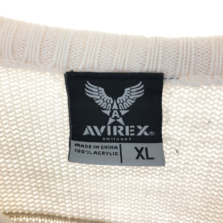 AVIREX Border Pattern Acrylic Knit Sweater Men's XL Size / eaa479157