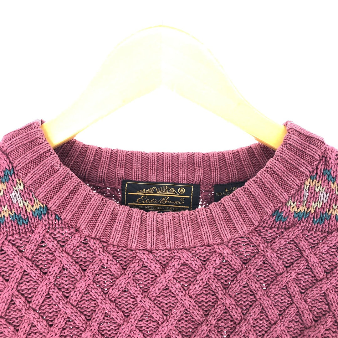 80s-90'S Eddie Bauer all-over print cotton knit sweater, men's size L, vintage / eaa479170