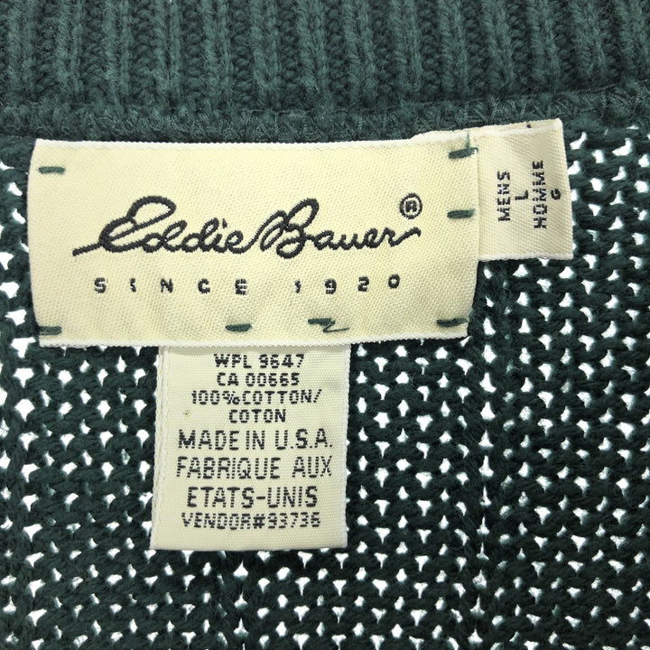 Eddie Bauer All-over Print Cotton Knit Sweater Made in USA Men's Size L / eaa479185