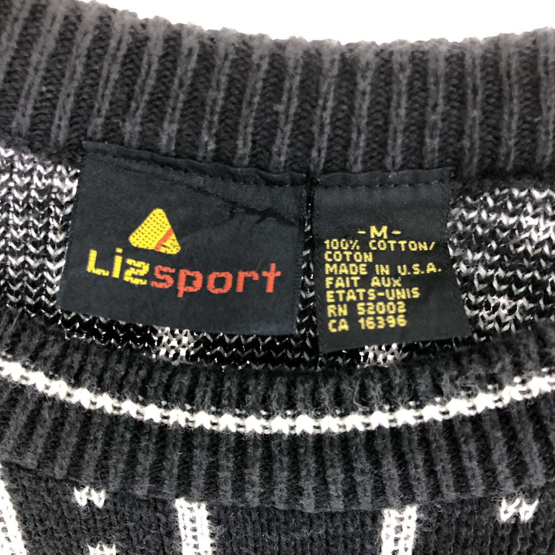 LIZSPORT all-over print cotton knit sweater made in USA, men's size M /eaa479195