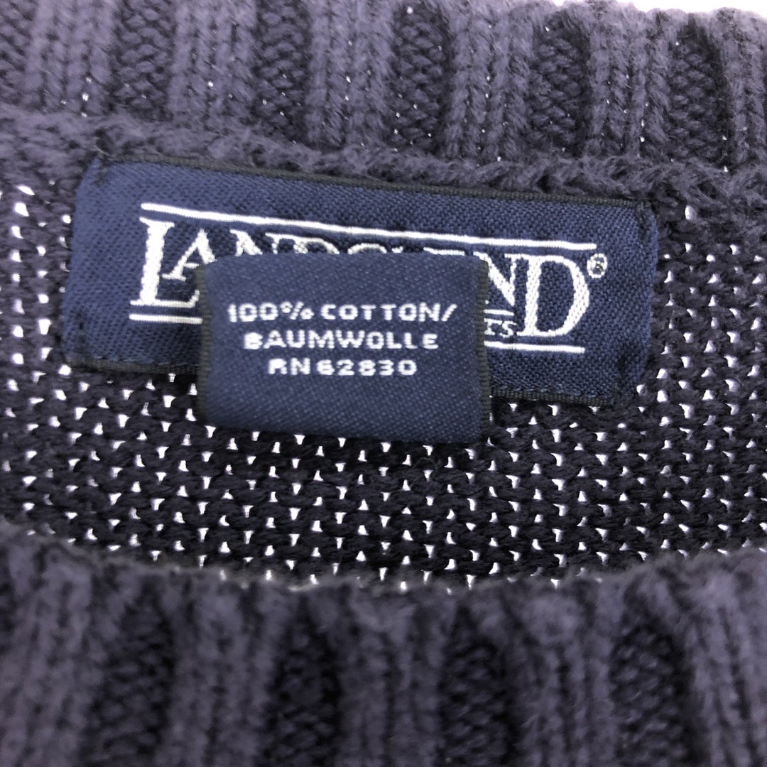 LANDS' END Border Pattern Cotton Knit Sweater Men's XL /eaa479241