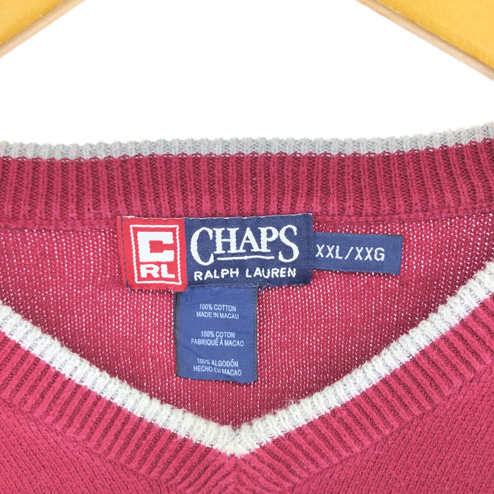 Ralph Lauren CHAPS V-neck cotton knit sweater for men, equivalent to XXL / eaa479356