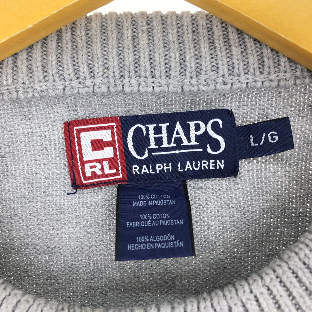 90'S Ralph Lauren CHAPS striped pattern cotton knit sweater, men's size L, vintage / eaa479417