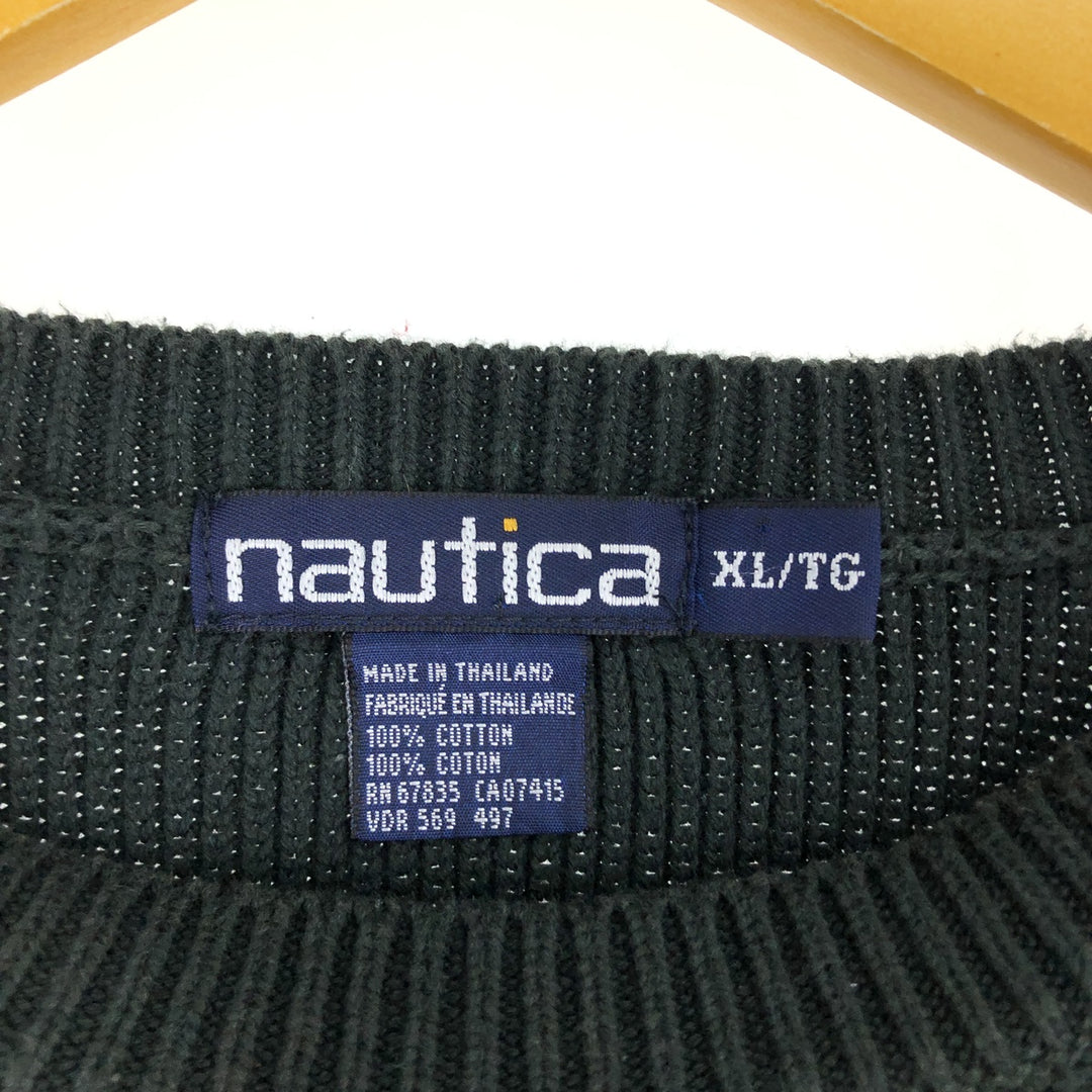 90'S NAUTICA Check Pattern Cotton Knit Sweater Men's XL Vintage /eaa479465