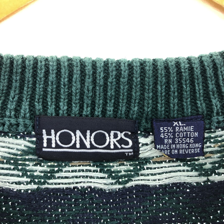 HONORS All-over Print Ramie x Cotton Knit Sweater Men's XL Size /eaa479810