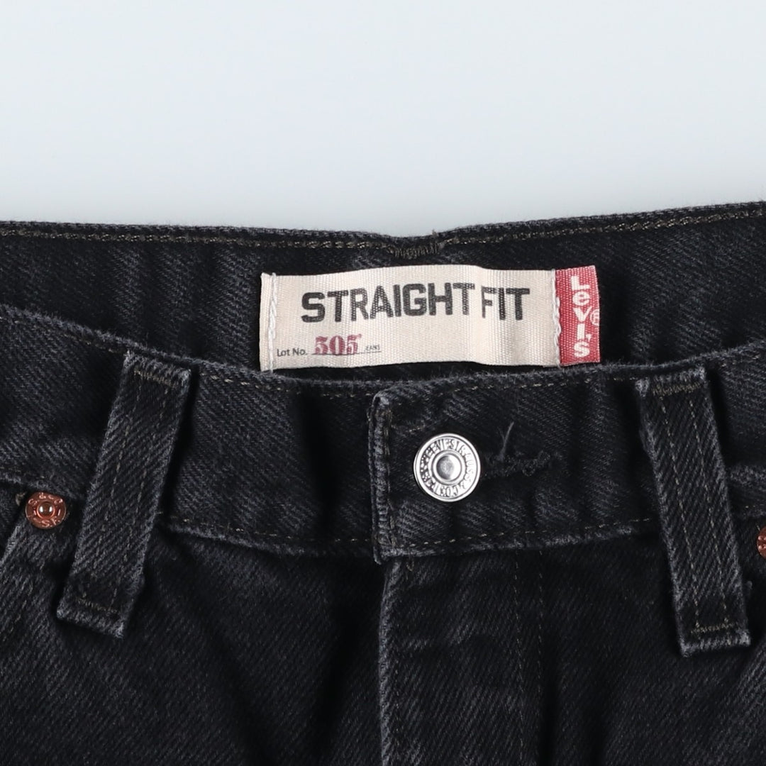 Levi's 505 Straight Leg Black Denim Tapered Jeans, Men's Size W33 (approx.) cotton black type Vintage Second Hand