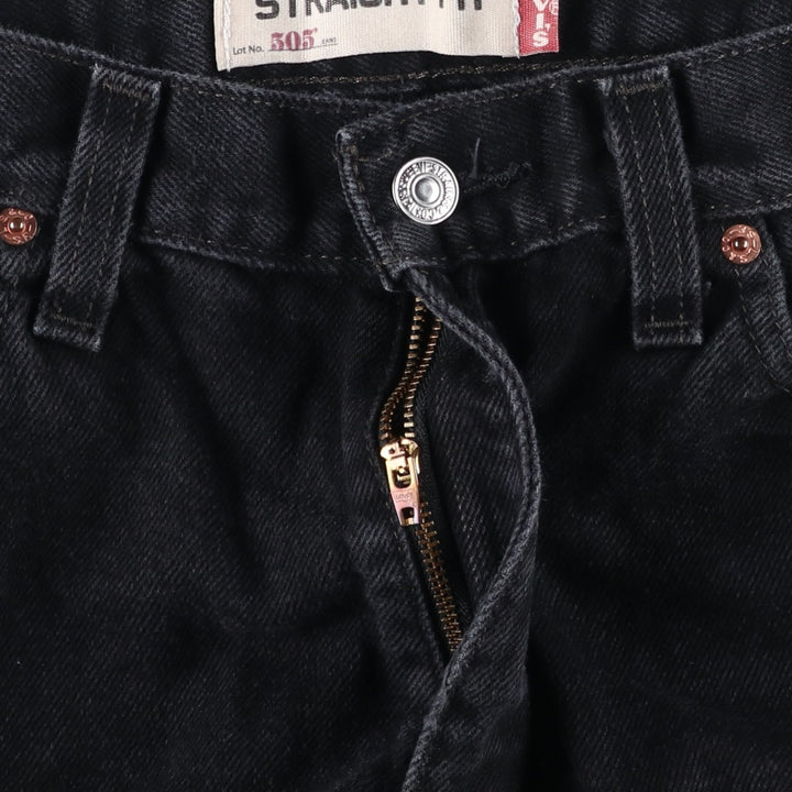 Levi's 505 Straight Leg Black Denim Tapered Jeans, Men's Size W33 (approx.) cotton black type Vintage Second Hand