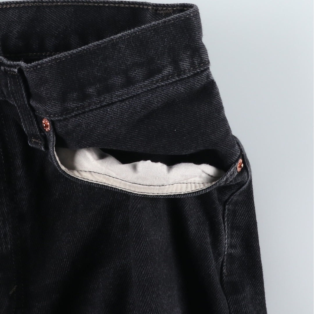 Levi's 505 Straight Leg Black Denim Tapered Jeans, Men's Size W33 (approx.) cotton black type Vintage Second Hand