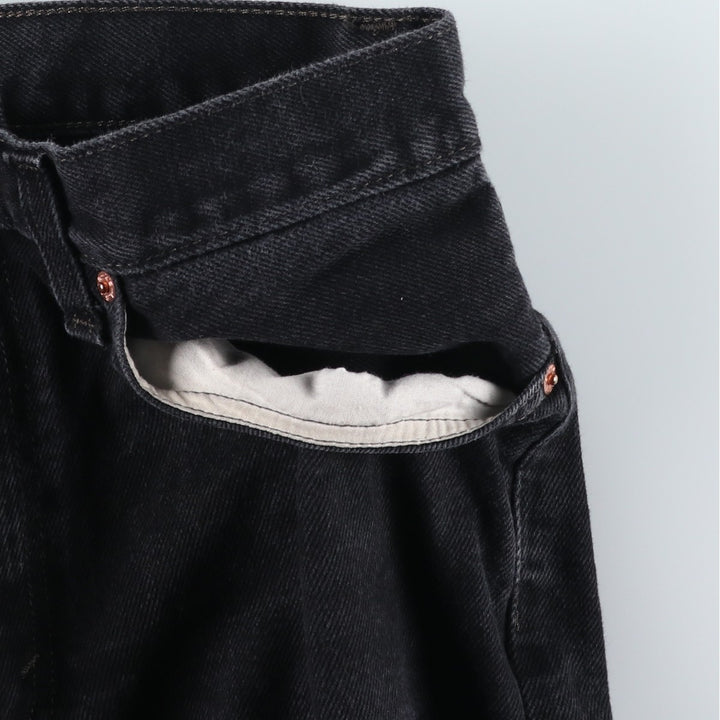 Levi's 505 Straight Leg Black Denim Tapered Jeans, Men's Size W33 (approx.) cotton black type Vintage Second Hand