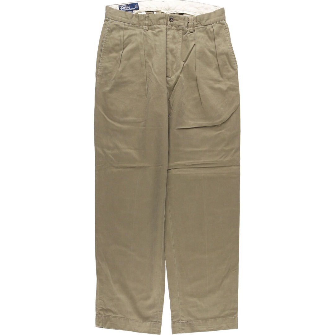 Ralph Lauren POLO by Ralph Lauren ANDREW PANT Two-pleat chino pants for men, equivalent to W33 cotton Khaki type Vintage Second Hand