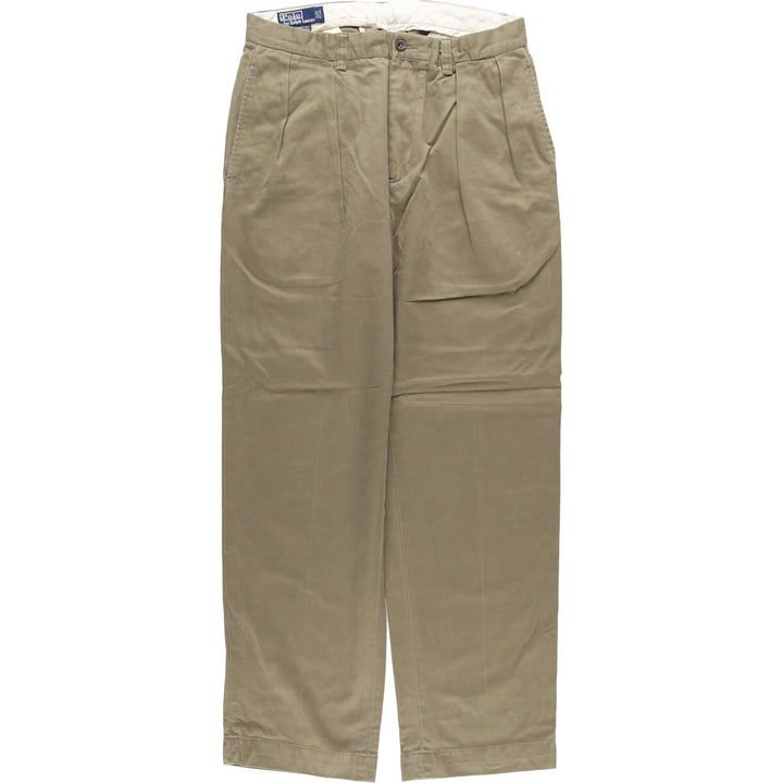 Ralph Lauren POLO by Ralph Lauren ANDREW PANT Two-pleat chino pants for men, equivalent to W33 cotton Khaki type Vintage Second Hand