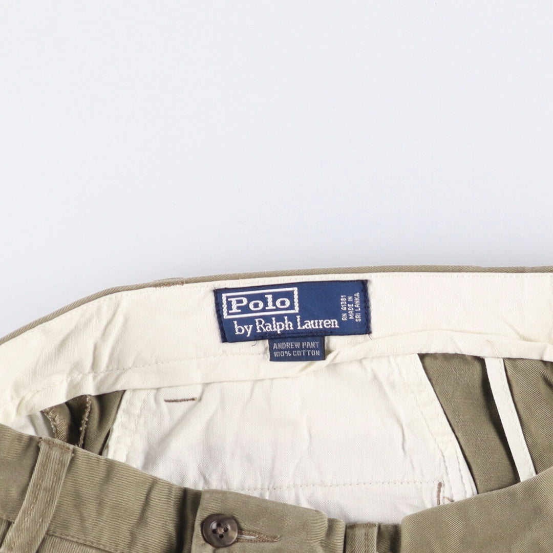 Ralph Lauren POLO by Ralph Lauren ANDREW PANT Two-pleat chino pants for men, equivalent to W33 cotton Khaki type Vintage Second Hand