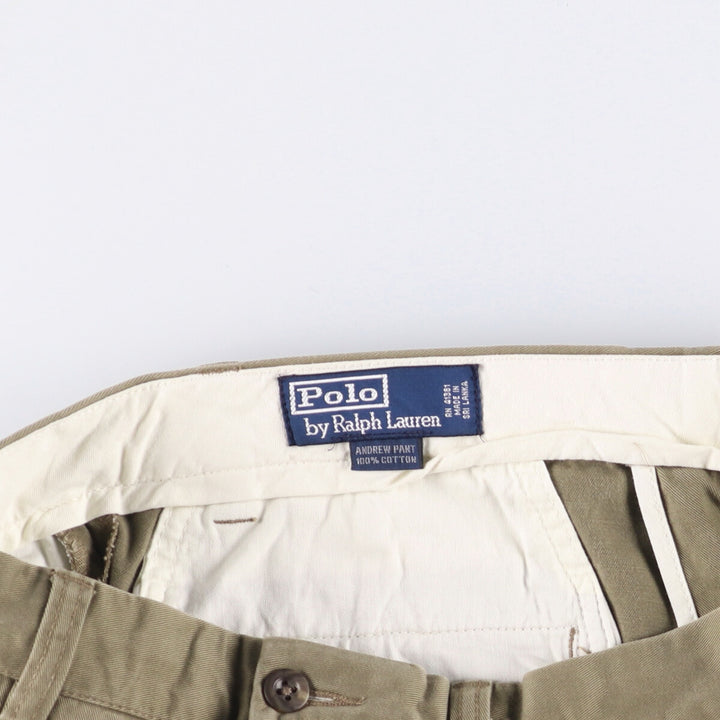 Ralph Lauren POLO by Ralph Lauren ANDREW PANT Two-pleat chino pants for men, equivalent to W33 cotton Khaki type Vintage Second Hand