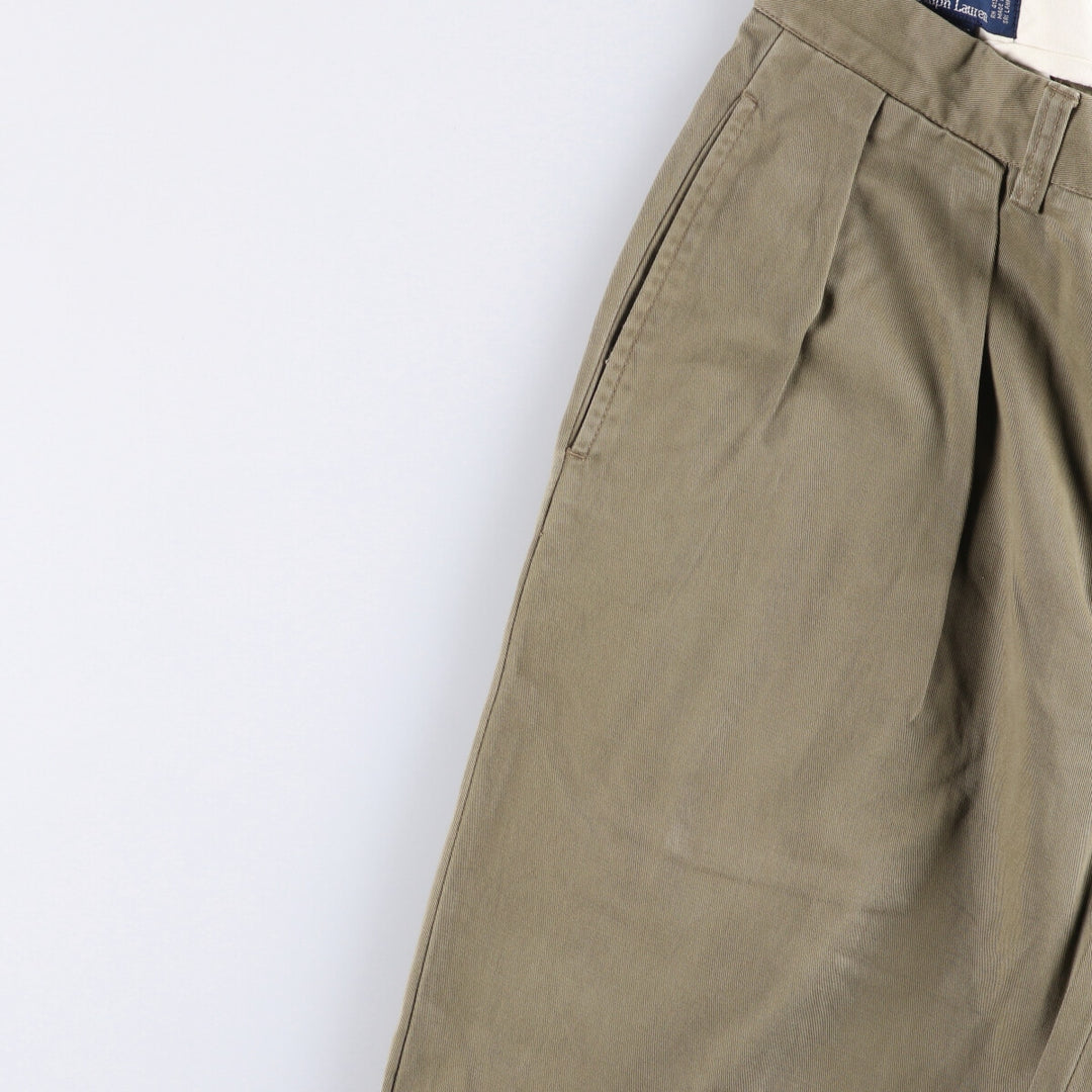 Ralph Lauren POLO by Ralph Lauren ANDREW PANT Two-pleat chino pants for men, equivalent to W33 cotton Khaki type Vintage Second Hand