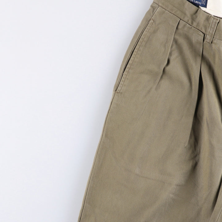 Ralph Lauren POLO by Ralph Lauren ANDREW PANT Two-pleat chino pants for men, equivalent to W33 cotton Khaki type Vintage Second Hand