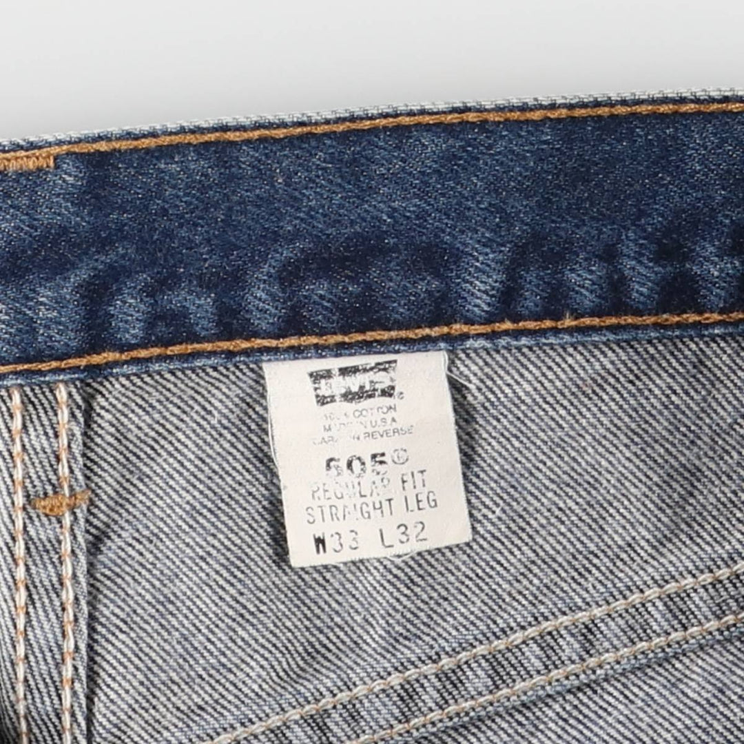 2000'S Levi's 505-0216 Regular Fit Straight Leg Tapered Denim Pants, Made in USA, Men's Size W32 cotton navy blue type Vintage Second Hand