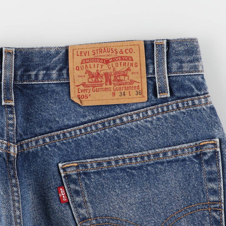 90s-00'S Vintage Levi's 505 Regular Fit Straight Leg Tapered Denim Pants, Made in Canada, Men's Size 34 unclear blue type Vintage Second Hand