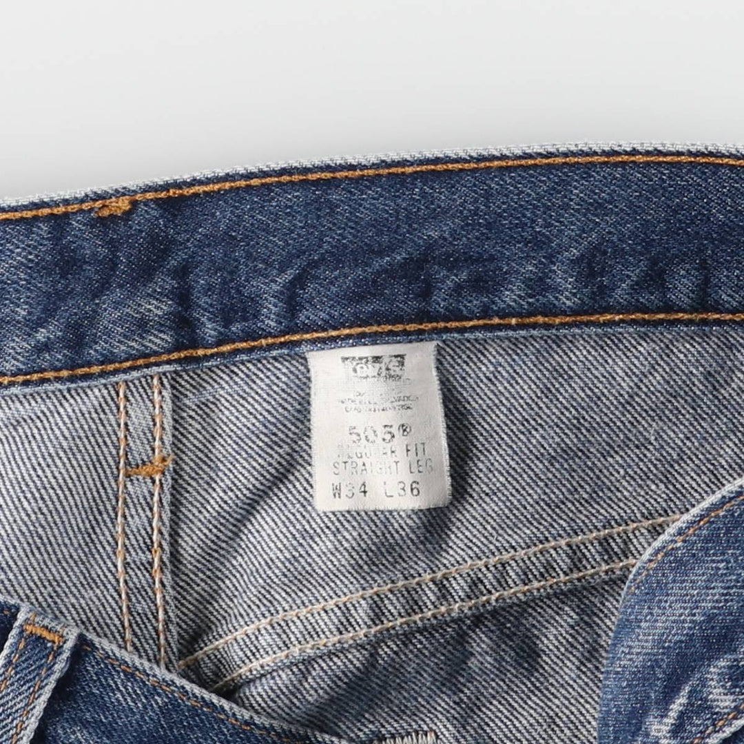 90s-00'S Vintage Levi's 505 Regular Fit Straight Leg Tapered Denim Pants, Made in Canada, Men's Size 34 unclear blue type Vintage Second Hand