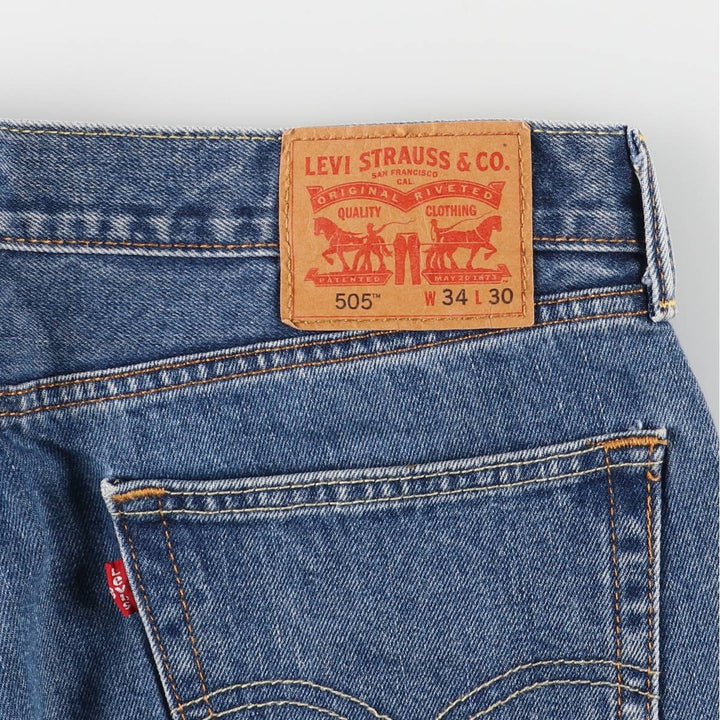 Levi's 505 tapered denim pants for men, size W34 cotton blue type Vintage Second Hand