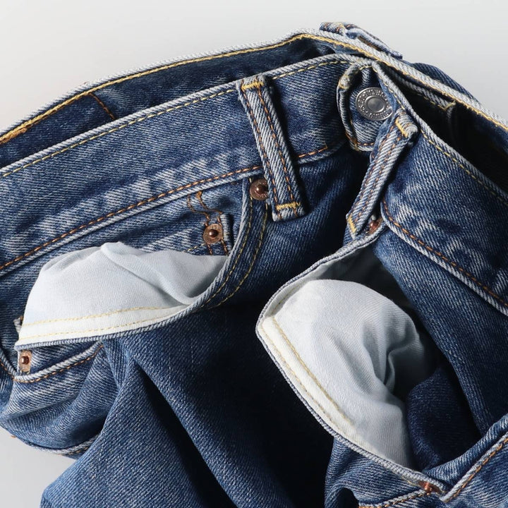 Levi's 505 tapered denim pants for men, size W34 cotton blue type Vintage Second Hand