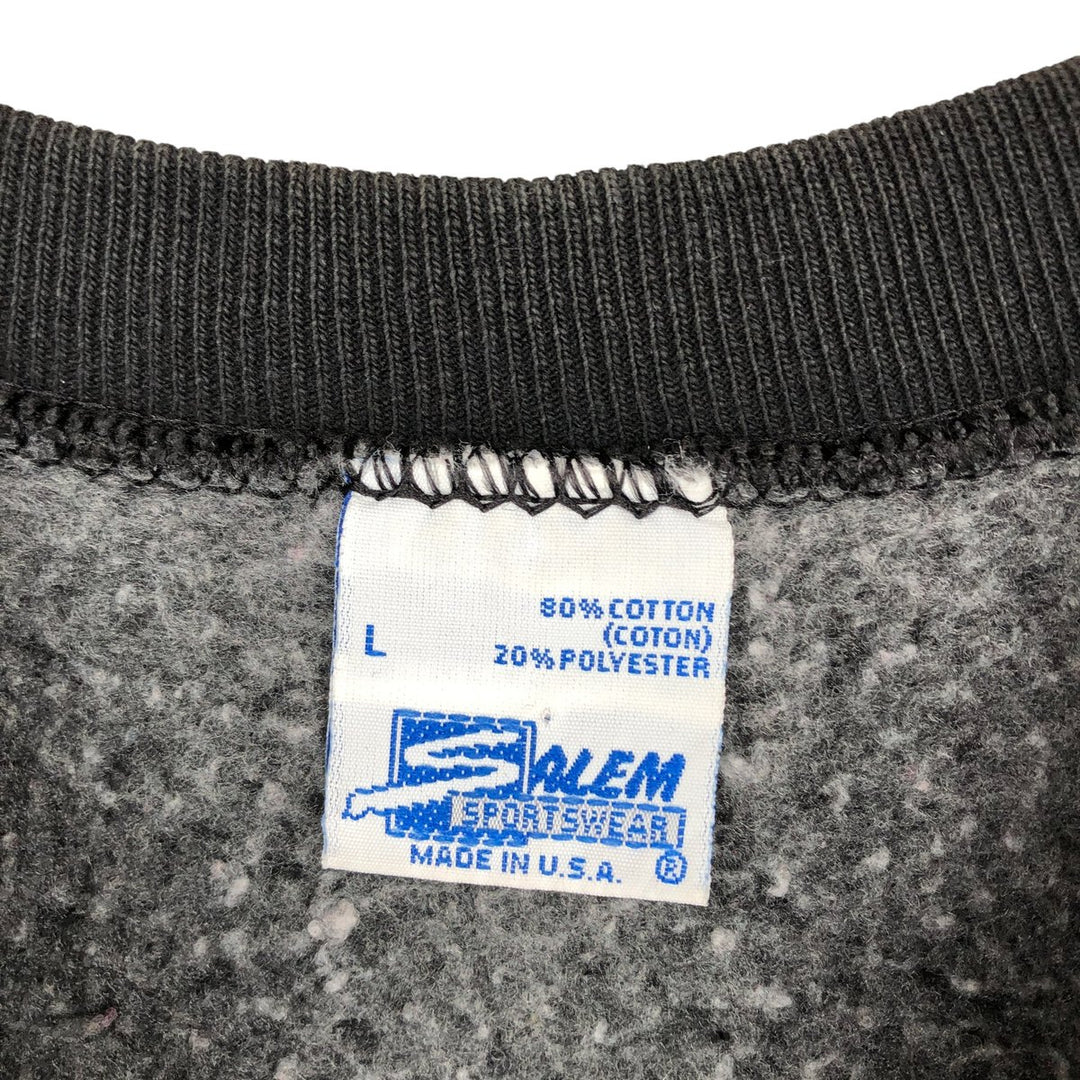 90'S SALEM SPORTS WEAR College Sweatshirt, Made in USA, Men's Size L, Vintage cotton black type Vintage Second Hand