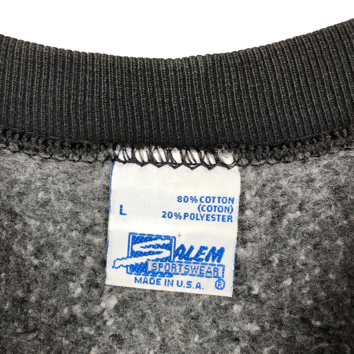 90'S SALEM SPORTS WEAR College Sweatshirt, Made in USA, Men's Size L, Vintage cotton black type Vintage Second Hand