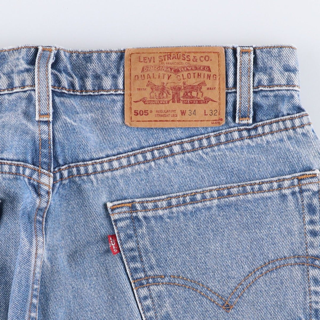 90'S Levi's 00505-4891 Regular Fit Straight Leg Tapered Denim Pants, Men's, Size W33 (Vintage) cotton blue type Vintage Second Hand