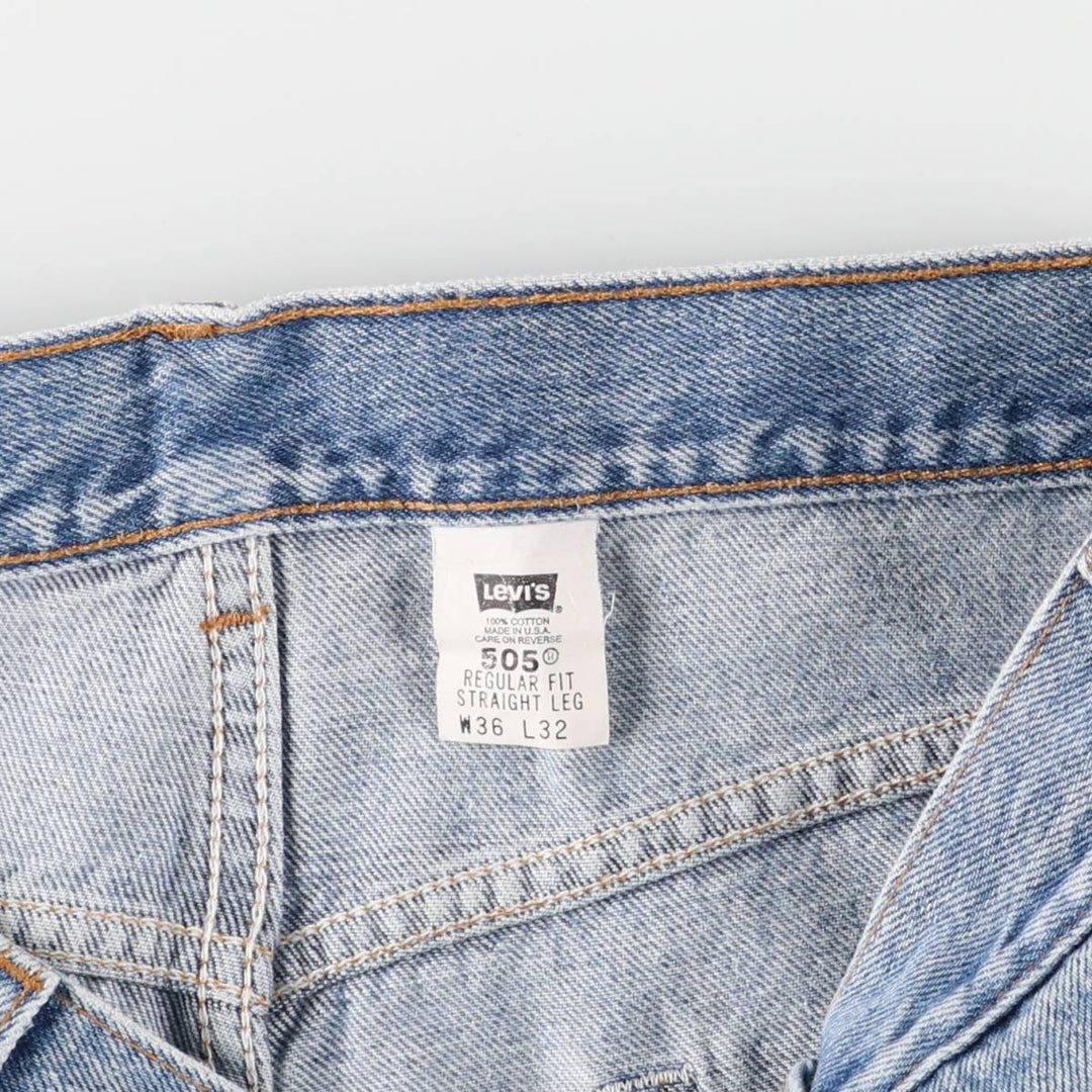 00'S Levi's 505 REGULAR FIT STRAIGHT LEG tapered denim pants made in USA, men's w35 equivalent cotton Blue type light blue Vintage Second Hand