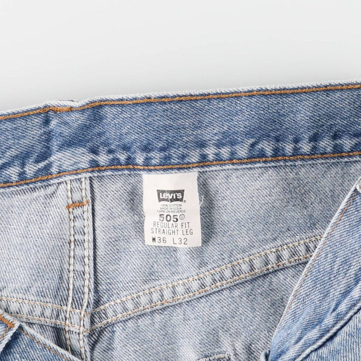 00'S Levi's 505 REGULAR FIT STRAIGHT LEG tapered denim pants made in USA, men's w35 equivalent cotton Blue type light blue Vintage Second Hand