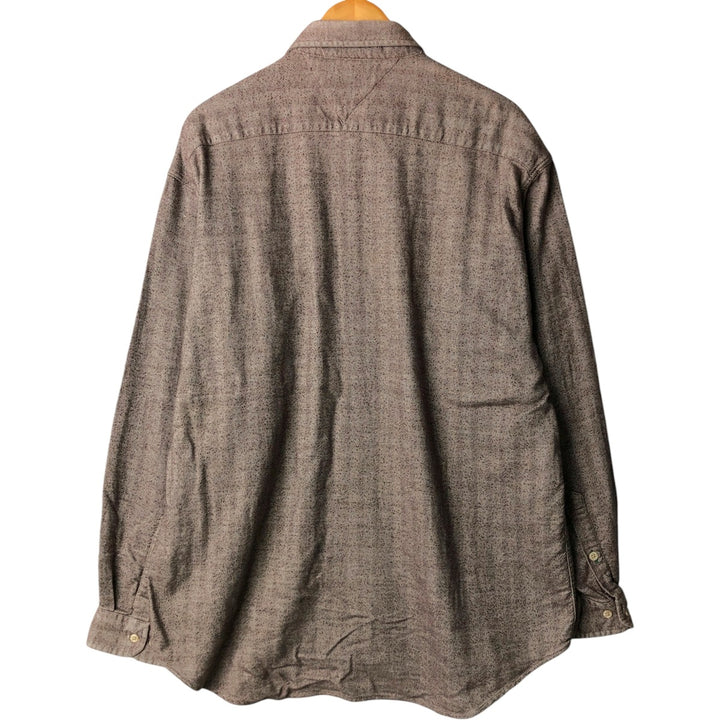 Tommy Hilfiger long-sleeved button-down flannel shirt, men's size L cotton brown type Vintage Second Hand